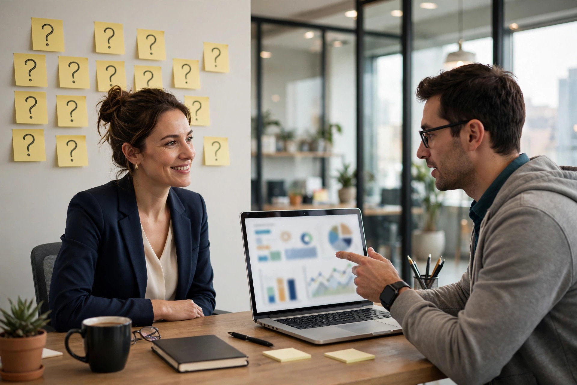 IT technician answering a business owner's technology questions