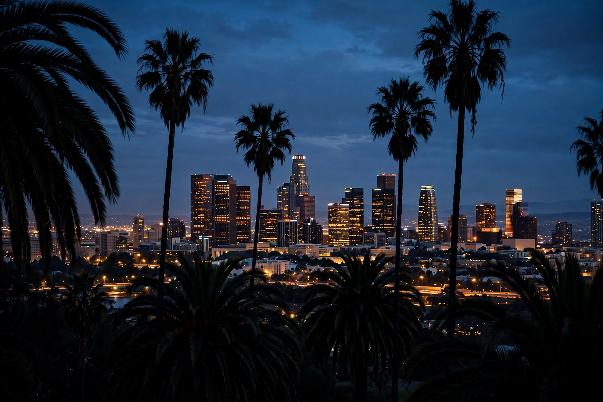 California city skyline at dusk representing statewide IT service areas